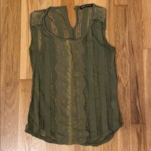 Green Lace Detail Sleeveless Top